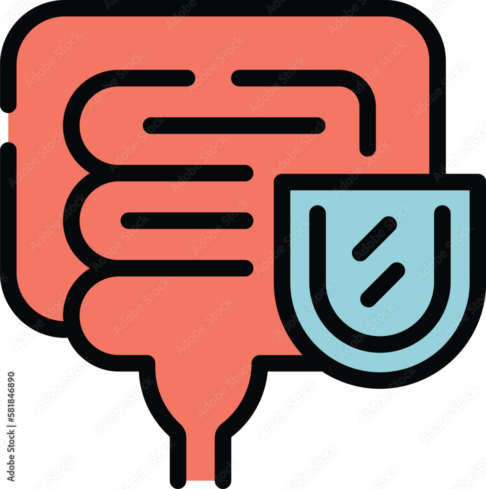 Poster intestine shield icon. outline intestine shield vector icon for web design isolated on white backgro