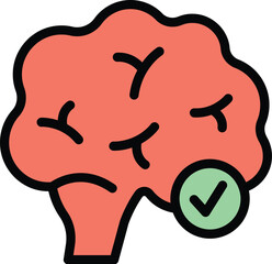 Brain protected icon. Outline Brain protected vector icon for web design isolated on white background color flat