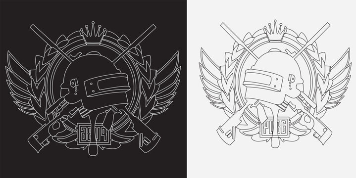 logo design, pubg vector illustration gold. Cool gaming for fun	