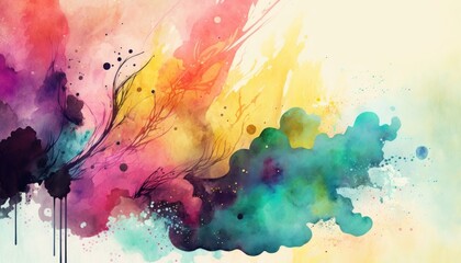 Colorful watercolor abstract textured background. Generative AI