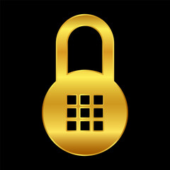 padlock icon vector logo template in gold color