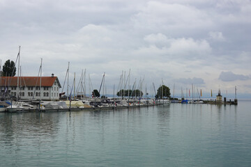 Fototapeta na wymiar The marina in Romanshorn, Bodensee, Switzerland
