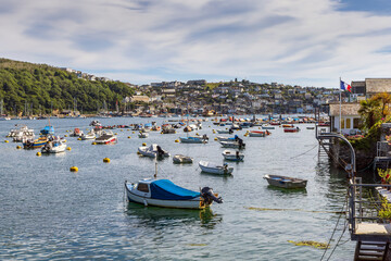 Fototapeta premium View towards Polruan from the waterfront at Fowey overlooking the harbour.