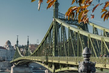 Liberty bridge over Danube river in Budapest, Hungary