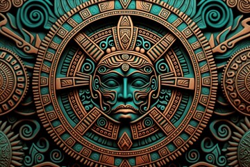 Obraz premium Background with Mayan patterns, adornments, background. Generative AI
