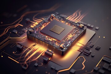 Modern CPU on a motherboard generated by AI