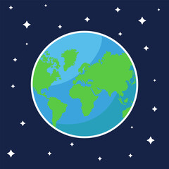 Fototapeta premium Earth on the space background with stars.