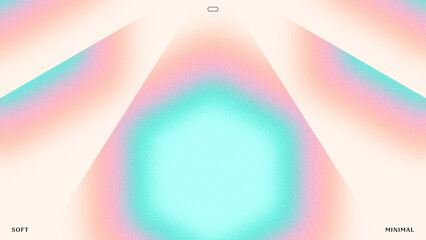 Prismatica Minimalist Fuzzy Hexagon Gradient on Light Background with Grain Texture and Vibrant Pastel Orange Pink Green Teal Colors Radiating Central Glow with Easy to Customize Swatch Colors