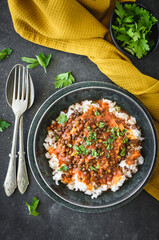 Served lentil curry 