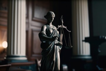 Legal and law concept, statue of Lady Justice, generative ai