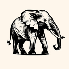 Elephant vector for logo or icon, drawing Elegant minimalist style,abstract style Illustration