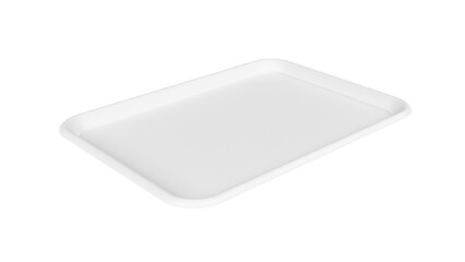 Empty white plastic tray. Isolated. Transparent background. 3d illustration.