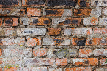 Old Brick Wall Texture.Red Distressed Wall Surface Grunge Red Stonewall Background.