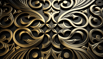 black and gold decorative background ai generated