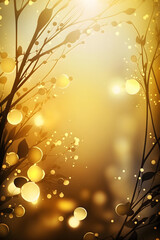 golden floral background with spring tender leaves, space for text, Generative AI 1
