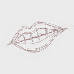 Scribble art of opened mouth with teeth. Human face anatomy illustration. Suitable for beauty, fashion, art, illustration, graphical resources.