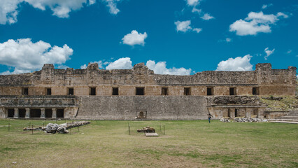 Fototapeta na wymiar View on the Maya temple in Uxmal, Yucatan