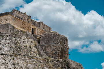 View on the top of a maya temple at Uxmal, Yucatan