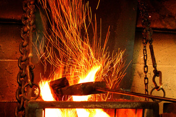 blacksmith working in the fire