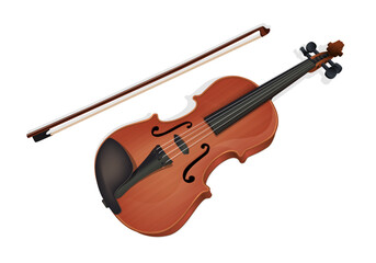 Fototapeta na wymiar Une illustration d’un violon vue de face, sur un fond blanc, pour symboliser la musique classique.