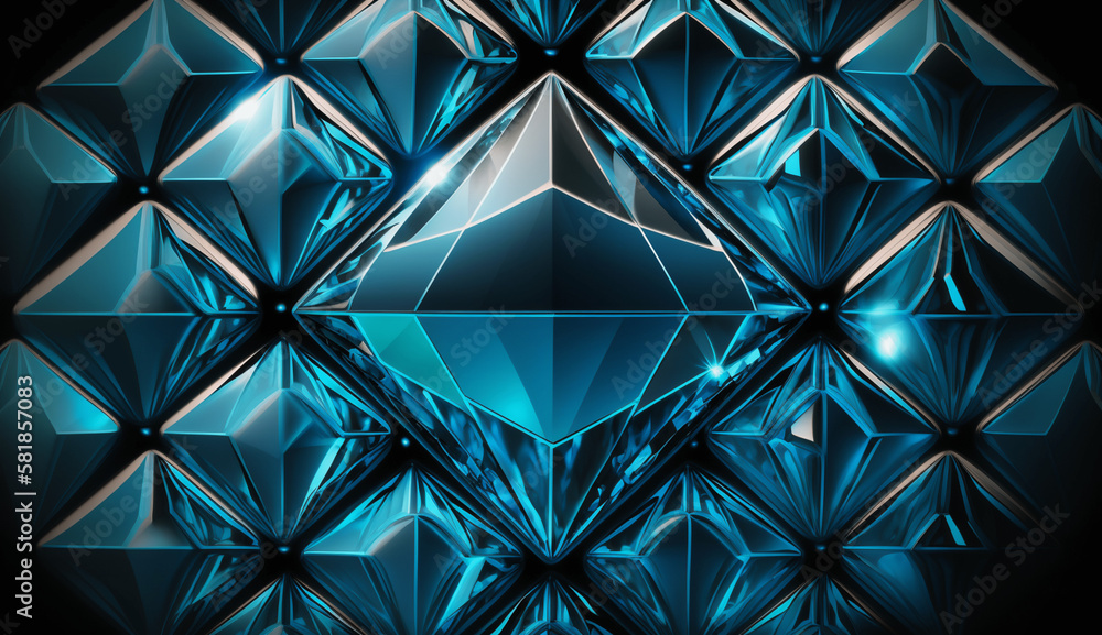 Wall mural Blue diamond background pattern ai generated