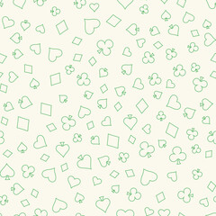 Symbols of Suits Card Seamless Pattern Background. Gambling hand drawn.