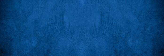 Old wall pattern texture cement blue dark abstract  blue color design are light with black gradient background.