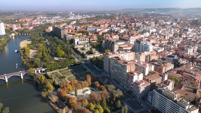 Aerial perspective of Valladolid city. Situated in Spain, in Castilla y Leon