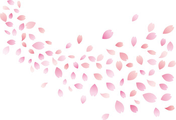 春の日に舞い上がるピンクの桜吹雪