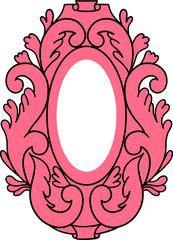 Pink Oval or Ellipce Carving Picture Frame