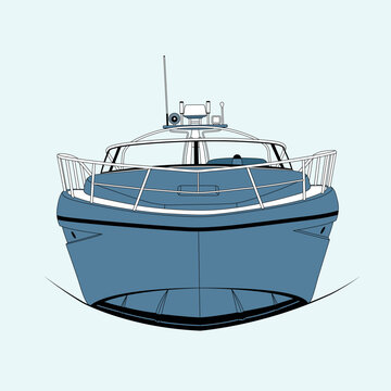 recommend clip art: Front view luxury yacht vector illustration.