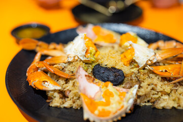Juicy and delicious cooked steamed crab
