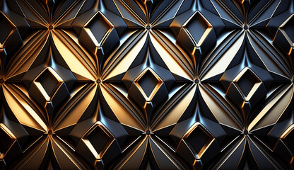 Geometric black and gold decorative pattern ai generated