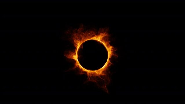  Particle burning around circle edge ring on alpha background