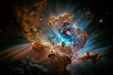 Nebula background, universe, galaxy, stars, space, cosmos, telescope photo's, Generative AI