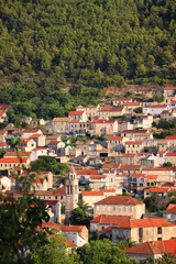 Obraz premium Aerial view of Blato, small picturesque town on island Korcula, Croatia.