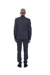 back view of a man standing with suit  on white background