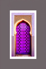 Purple Door decorated in traditional Moorish, Moroccan, Andalusian and Arabic style colors. created with Generative AI technology