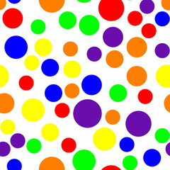 Vibrant seamless repeating pattern of vivid blue, yellow, orange, red for printing on clothes, bags, cups, wallpapers, postcards, wrappers and other surfaces