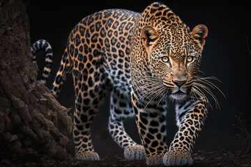 Fototapeta na wymiar An agile leopard with dark spots Generative AI