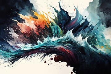 Generative ai abstract watercolor background with watercolor splashes