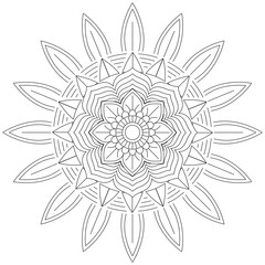 Leaf Flower Petal Coloring Mandala Art Simple Graphic Shape Vector Floral Oriental Outline Vintage Decorative Elements Pattern Illustration Islam Arabic Indian Turkish Mystic Religion Morals Lotus