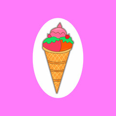 ice cream cone with cherry 