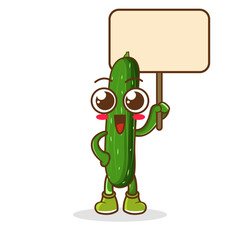 zucchini holding board mascot vector cartoon illustration