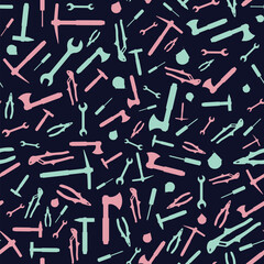 Working tools Illustration background. Vector seamless pattern.
