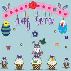 Obraz na płótnie Canvas Happy Easter Festival Celebration Handsketch Vector Illustration Design