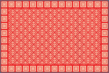 Aztec geometric textile Asian ethnic seamless pattern. Traditional Asian Chinese with red background. Design for carpet, wallpaper, backdrop, textile, tile, clothing, fabric, texture, fashion.