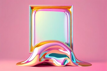 Stylish Reflective Foil Picture Frame With Blank Space Generative AI