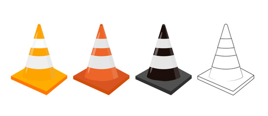 traffic cones on white background