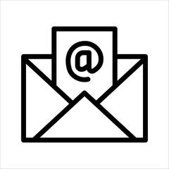 Outline of email icons on a white background. Open the pictogram envelope. Line letter symbol for website design, mobile app, ui. Vector illustration. eps10